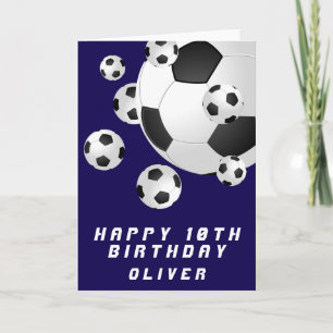 Blue Soccer Football Ball Kids Boy Happy Birthday Card