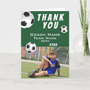 Blue Soccer Football Thank you Coach Photo Card