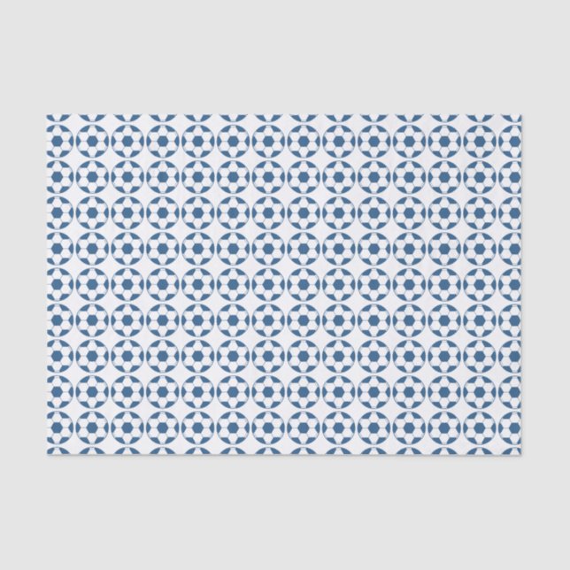 Blue Soccer Footballs Pattern Tissue Paper (Front)
