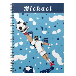 Blue Soccer Goalie Goalkeeper Player's Kid's Name Notebook