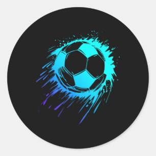 Blue Soccer Ll Soccer Player Mens Soccer Boys Socc Classic Round Sticker