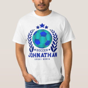 Blue Soccer Name Design Birthday Sporty Gifts T-Shirt