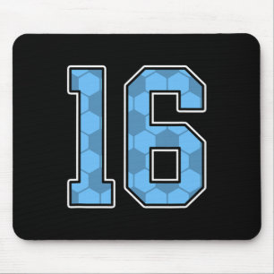 Blue Soccer Pattern Number 16 Jersey Player Unifor Mouse Pad