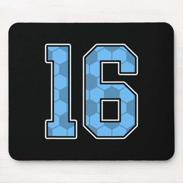 Blue Soccer Pattern Number 16 Jersey Player Unifor Mouse Pad (Front)