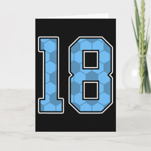 Blue Soccer Pattern Number 18 Jersey Player Unifor Card