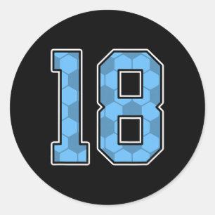 Blue Soccer Pattern Number 18 Jersey Player Unifor Classic Round Sticker
