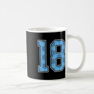Blue Soccer Pattern Number 18 Jersey Player Unifor Coffee Mug