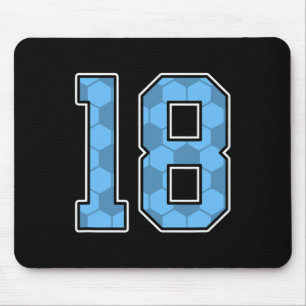 Blue Soccer Pattern Number 18 Jersey Player Unifor Mouse Pad