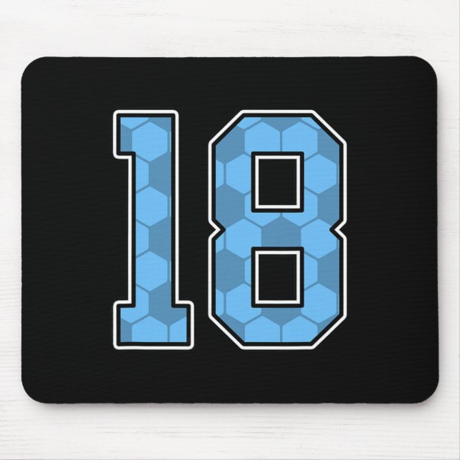 Blue Soccer Pattern Number 18 Jersey Player Unifor Mouse Pad (Front)