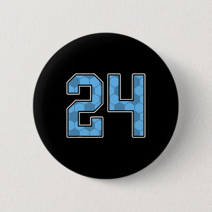 Blue Soccer Pattern Number 24 Jersey Player Unifor 6 Cm Round Badge