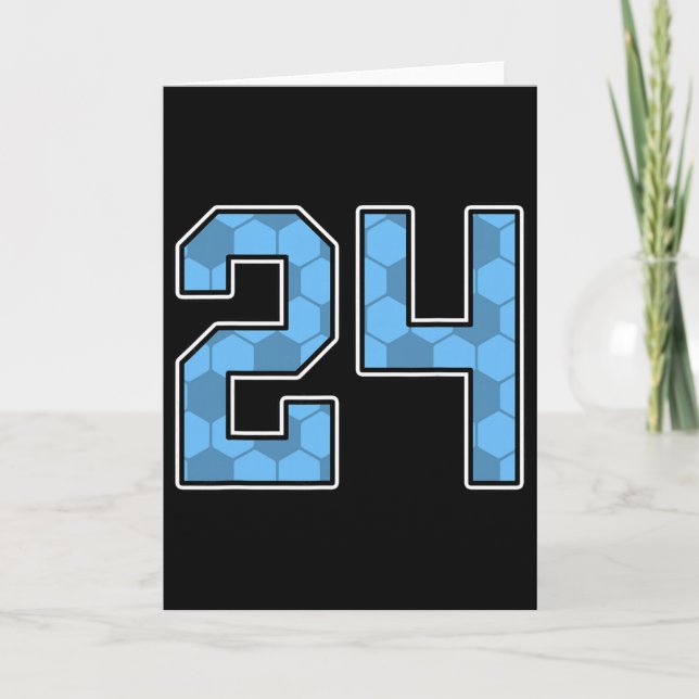 Blue Soccer Pattern Number 24 Jersey Player Unifor Card (Front)
