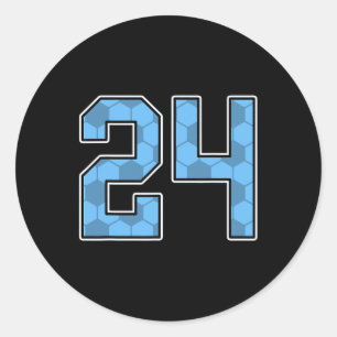 Blue Soccer Pattern Number 24 Jersey Player Unifor Classic Round Sticker