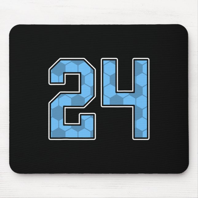 Blue Soccer Pattern Number 24 Jersey Player Unifor Mouse Pad (Front)