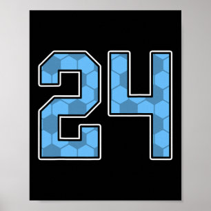 Blue Soccer Pattern Number 24 Jersey Player Unifor Poster
