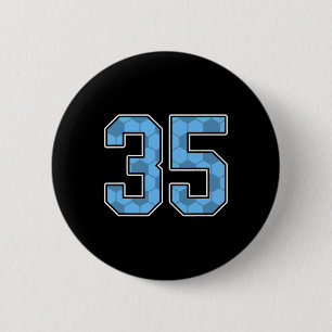 Blue Soccer Pattern Number 35 Jersey Player Unifor 6 Cm Round Badge