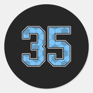 Blue Soccer Pattern Number 35 Jersey Player Unifor Classic Round Sticker