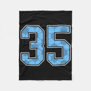 Blue Soccer Pattern Number 35 Jersey Player Unifor Fleece Blanket