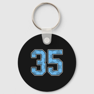 Blue Soccer Pattern Number 35 Jersey Player Unifor Key Ring