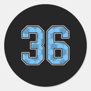 Blue Soccer Pattern Number 36 Jersey Player Unifor Classic Round Sticker