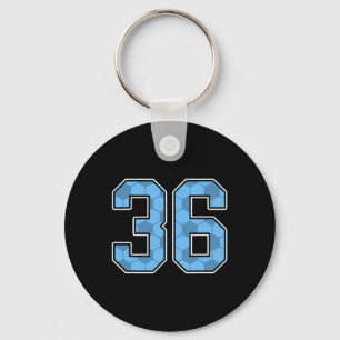 Blue Soccer Pattern Number 36 Jersey Player Unifor Key Ring