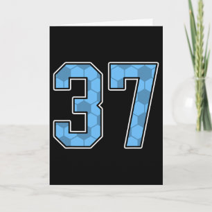 Blue Soccer Pattern Number 37 Jersey Player Unifor Card