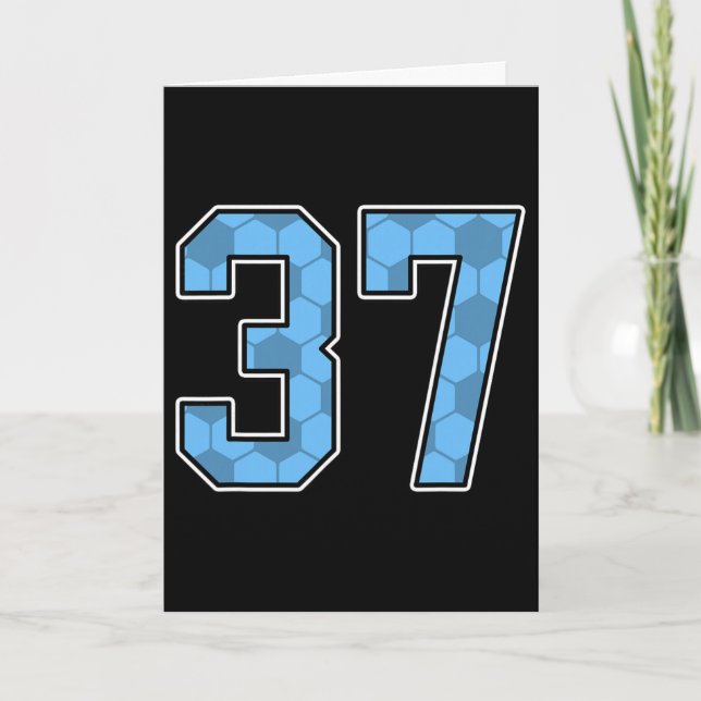 Blue Soccer Pattern Number 37 Jersey Player Unifor Card (Front)
