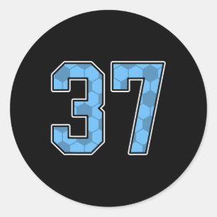 Blue Soccer Pattern Number 37 Jersey Player Unifor Classic Round Sticker