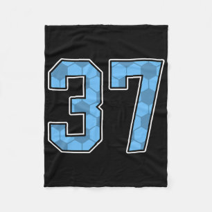 Blue Soccer Pattern Number 37 Jersey Player Unifor Fleece Blanket
