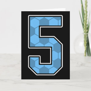 Blue Soccer Pattern Number 5 Jersey Player Uniform Card