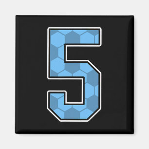 Blue Soccer Pattern Number 5 Jersey Player Uniform Magnet