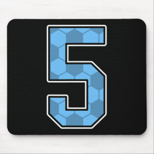 Blue Soccer Pattern Number 5 Jersey Player Uniform Mouse Pad