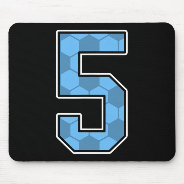Blue Soccer Pattern Number 5 Jersey Player Uniform Mouse Pad (Front)