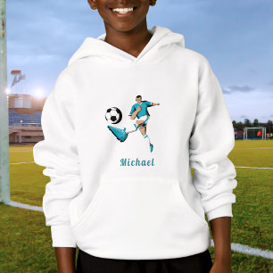Blue Soccer Player Silhouette Boys Kids Name Sport