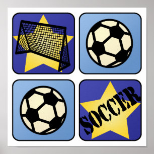Blue Soccer Poster