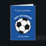 Blue Soccer Sport 15th Birthday Card<br><div class="desc">A blue personalised soccer 15th birthday card for him. You will be able to easily personalise the front of this soccer sport birthday card with his name. The inside card message and the back of the card can also be edited. This personalised soccer 14th birthday card would make a great...</div>
