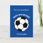 Blue Soccer Sport 16th Birthday Card<br><div class="desc">A blue personalised soccer 16th birthday card for son, grandson, godson, etc. You will be able to easily personalise the front of this soccer sport birthday card with his name. The inside card message and the back of the card can also be edited. This personalised soccer 16th birthday card would...</div>