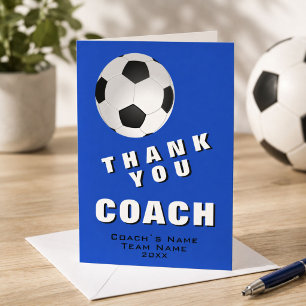 Blue Soccer Thank you Coach Card