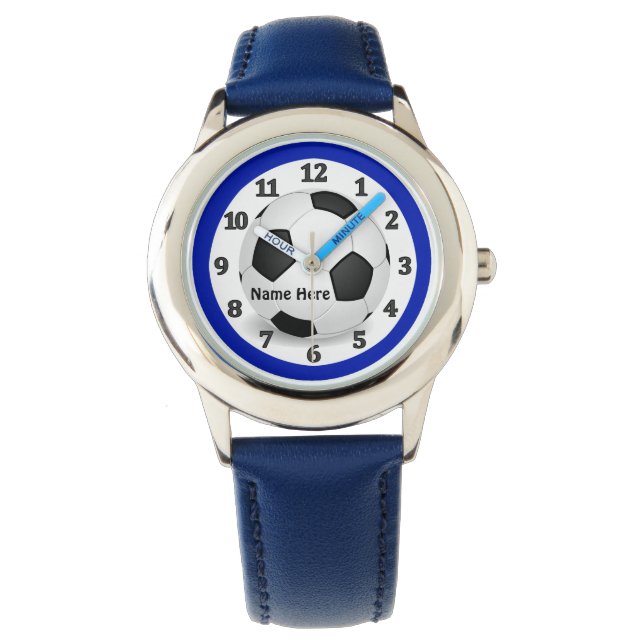 Blue Soccer Watches for Kids with their NAME (Front)