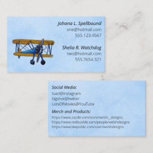 Blue Social introduction calling card-biplane Business Card