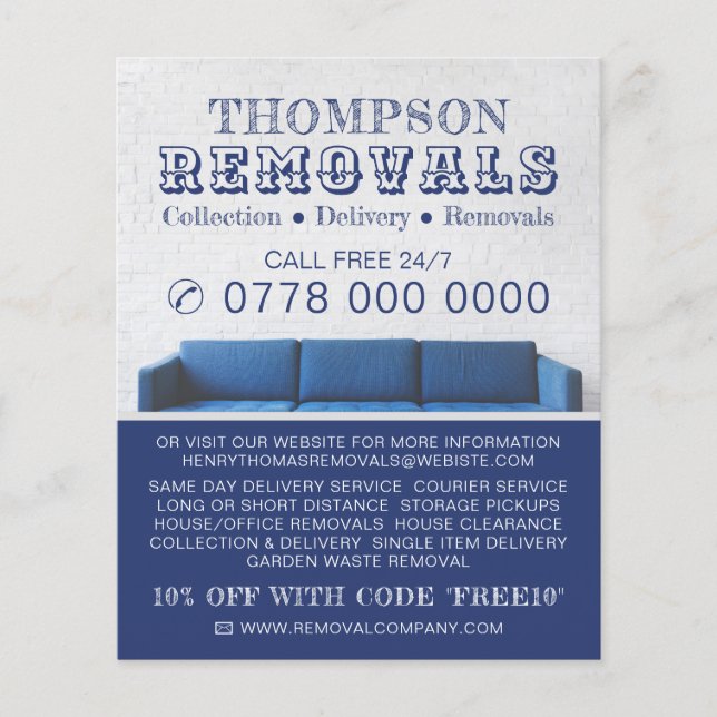 Blue Sofa, Removal Company Advertising Flyer (Front)