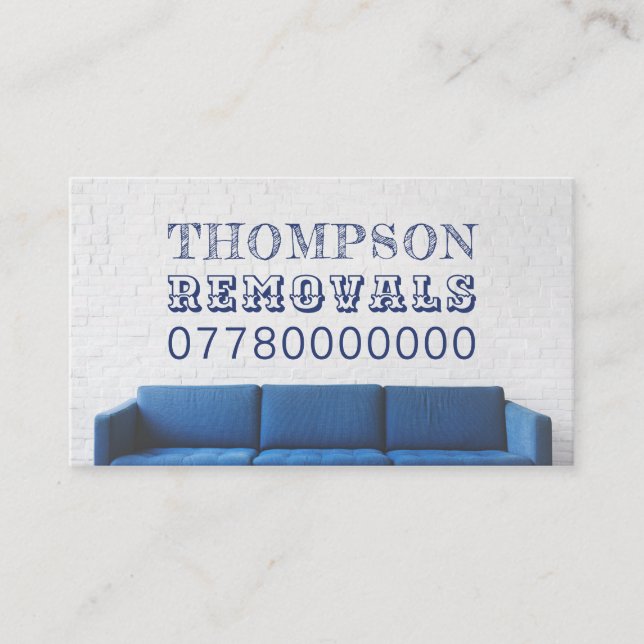 Blue Sofa, Removal Company Business Card (Front)