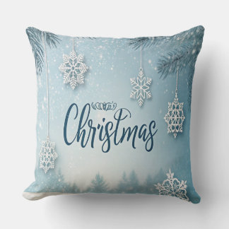 Blue Soft & Calm Christmas Snow Crystal Design-  Cushion