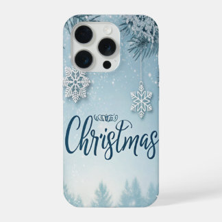 Blue Soft & Calm Christmas Snow Crystal Design-  iPhone 15 Pro Case