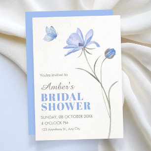 Blue soft flower bridal shower invitation