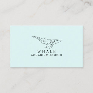 Blue Soft Low Poly Aquarium Fish Whale Business Card