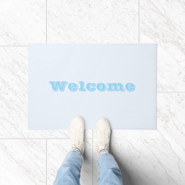 Blue Soft White Pastel Solid Colour Doormat (Indoor)