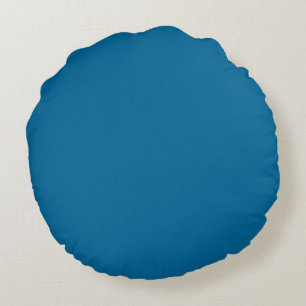 Blue solid plain colour round cushion