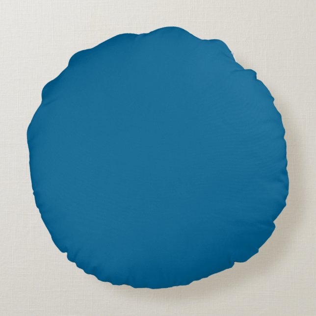 Blue solid plain colour round cushion (Back)