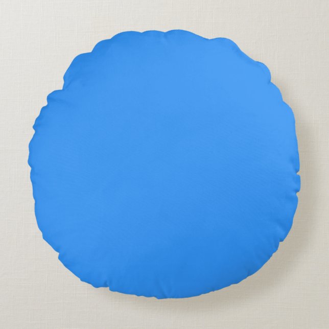 Blue solid plain colour round cushion (Front)