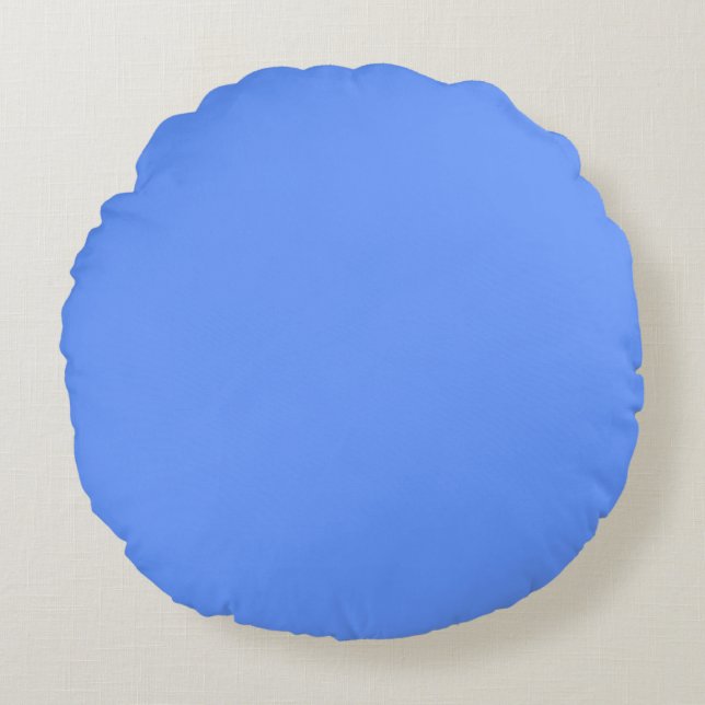Blue  solid plain colour round cushion (Front)